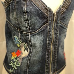 Harley Davidson Denim Corset Bustier Top